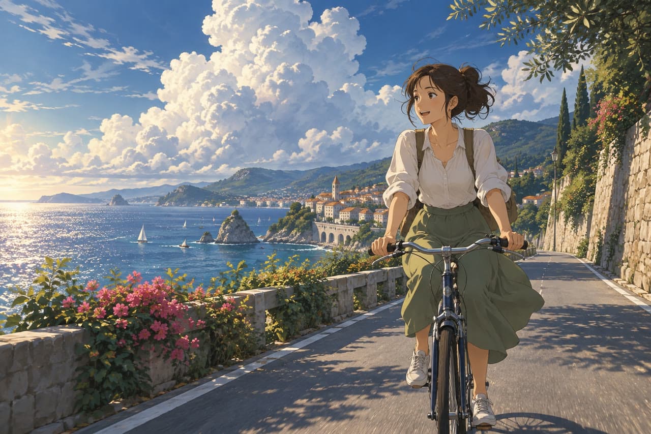 A ride along the coast, anime film, a real run on Leap