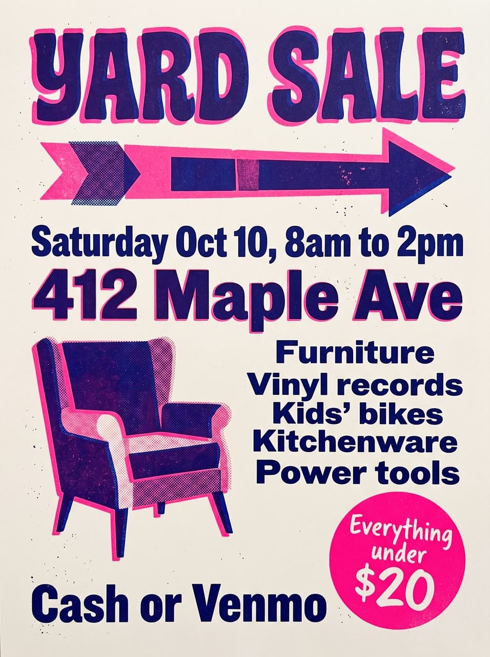 Yard Sale, a two-ink risograph, a real run on Leap