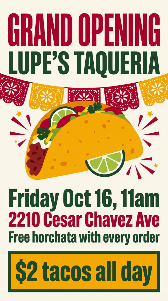 Grand Opening, Lupe's Taqueria, a real run on Leap