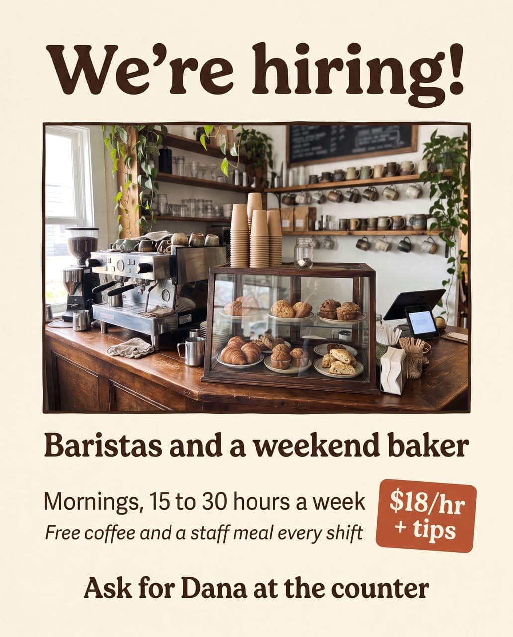 We're hiring!, a café, a real run on Leap