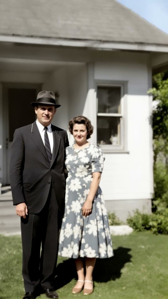 The restored photo, animated: the couple smile and wave