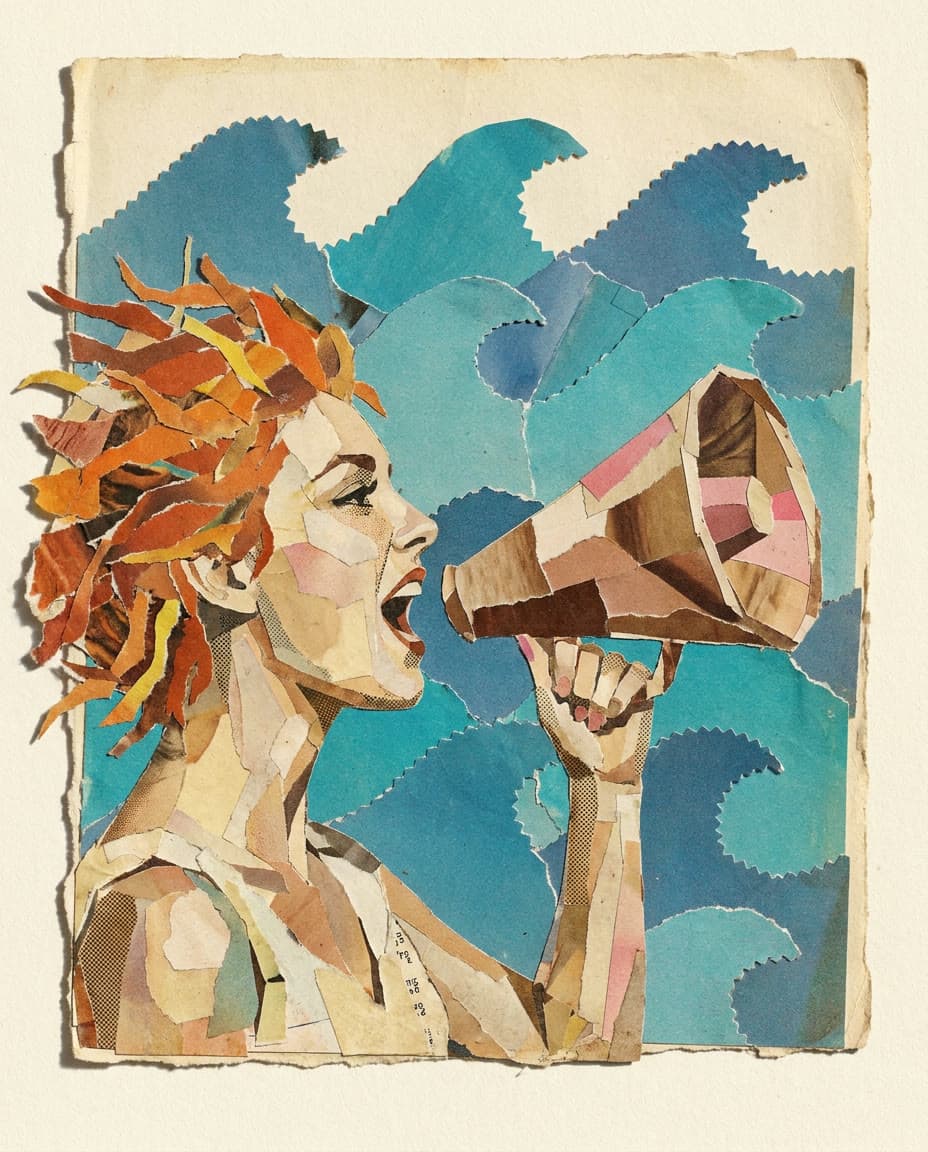 Collage: the conch megaphone, made on Leap