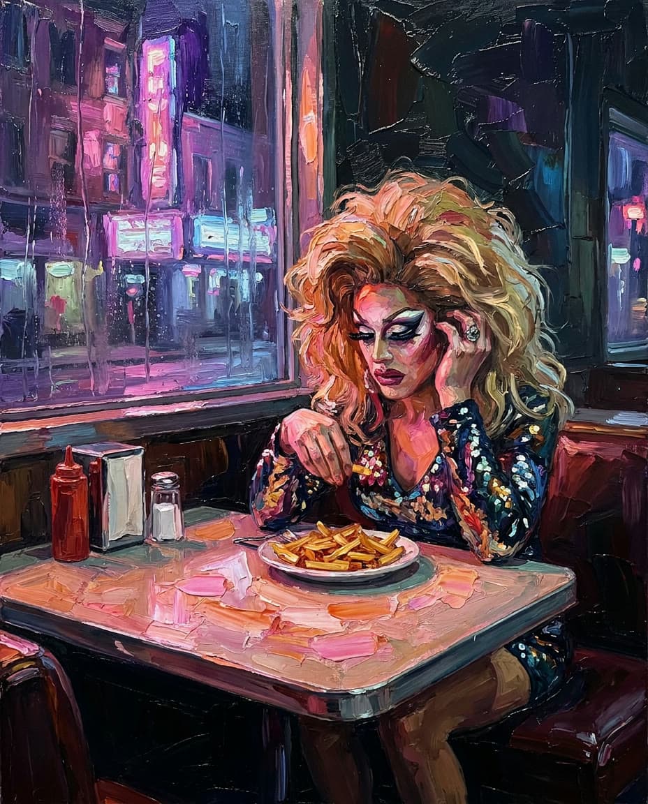Impasto oil: 5 a.m. at the diner, made on Leap