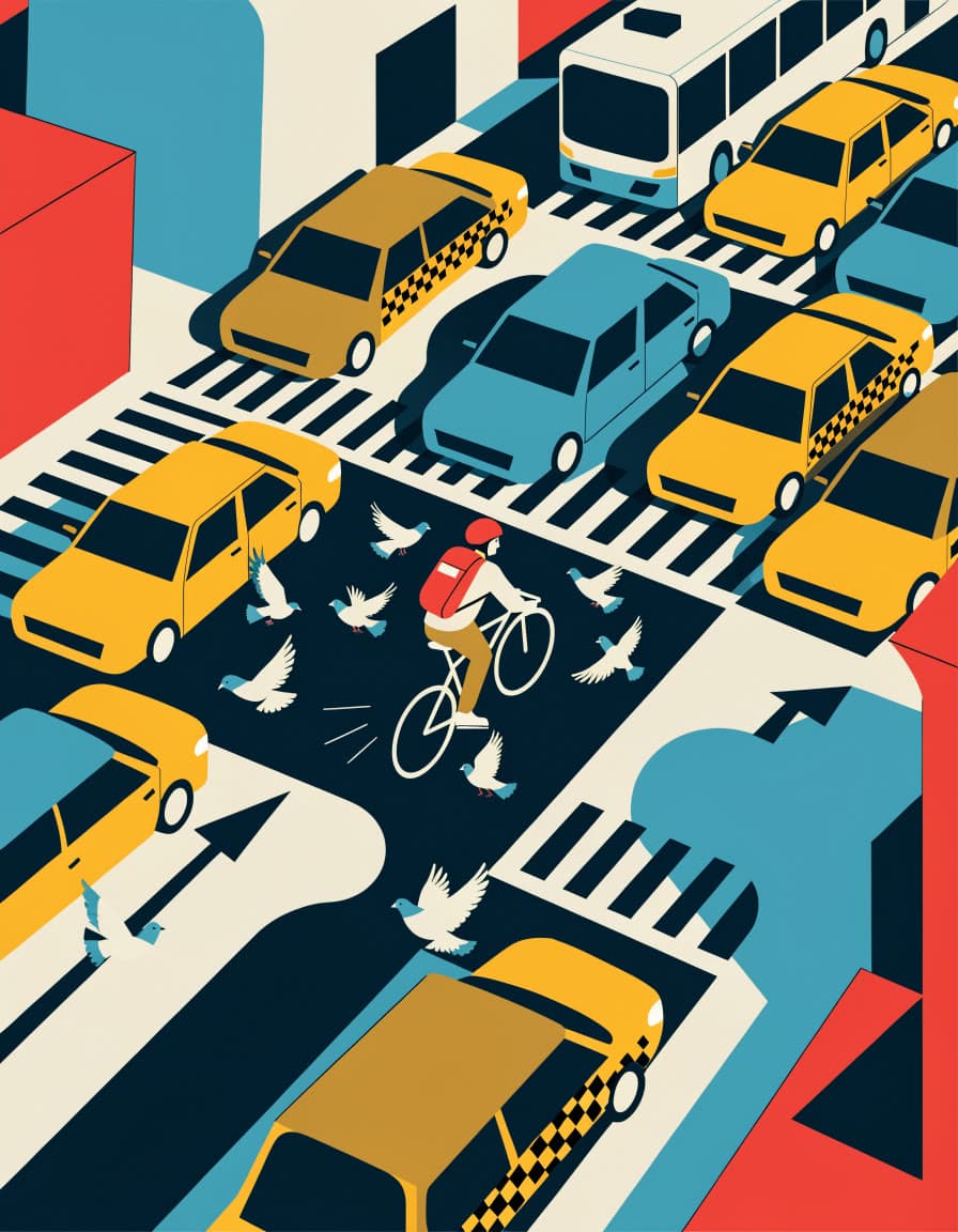 Flat vector: gridlock from above, made on Leap