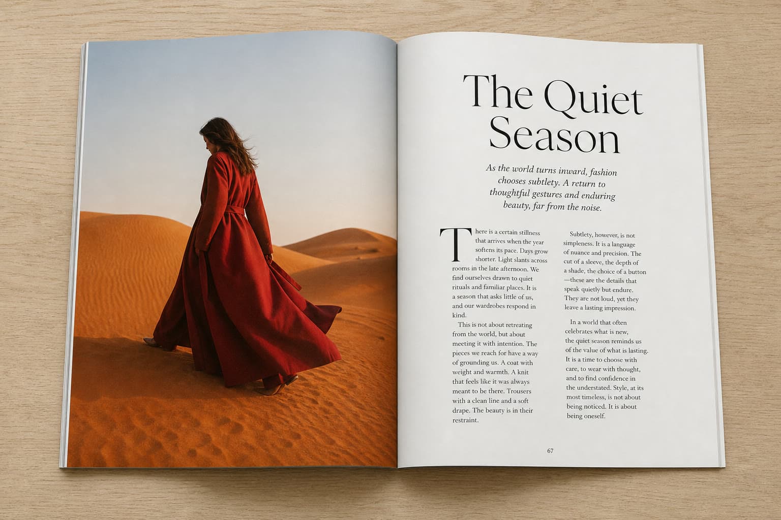 Magazine spread, generated on Leap
