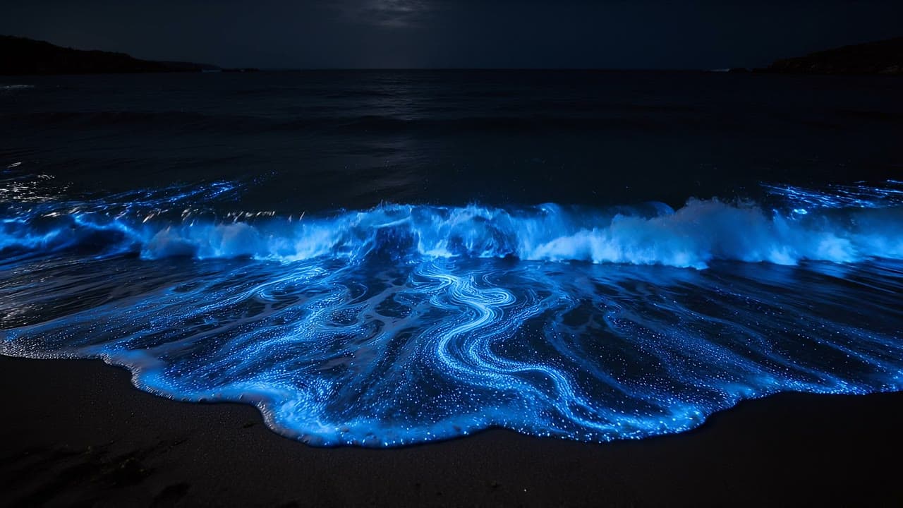 Bioluminescent surf, generated on Leap