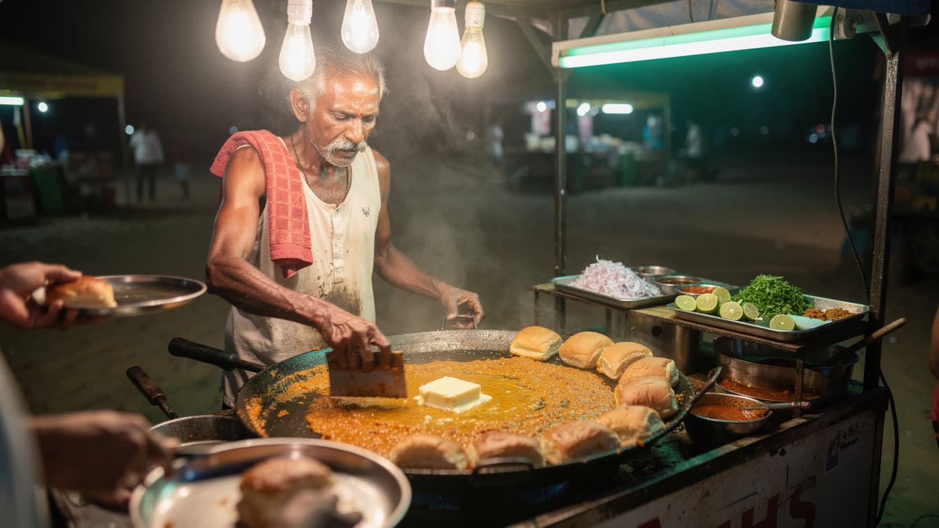 Pav bhaji at midnight, the generated first frame