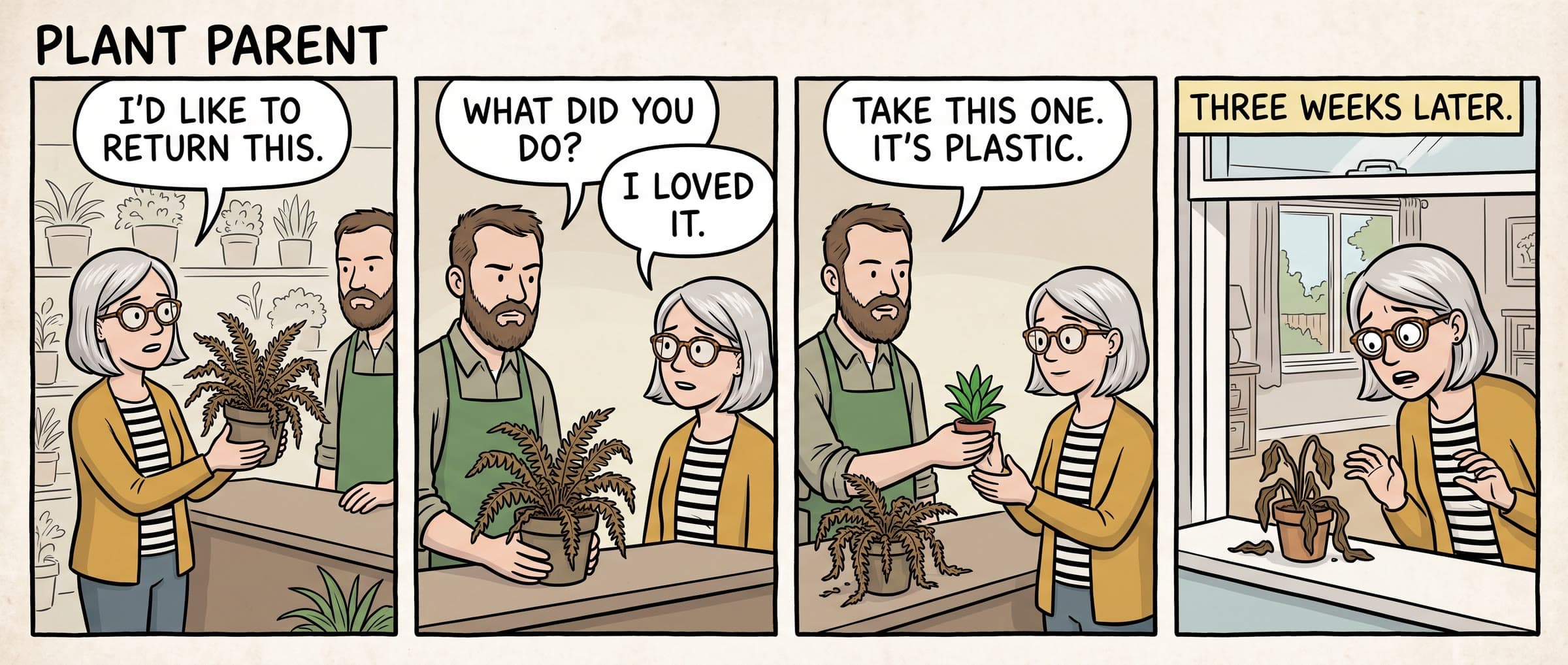 Comic strip: Plant Parent, made on Leap