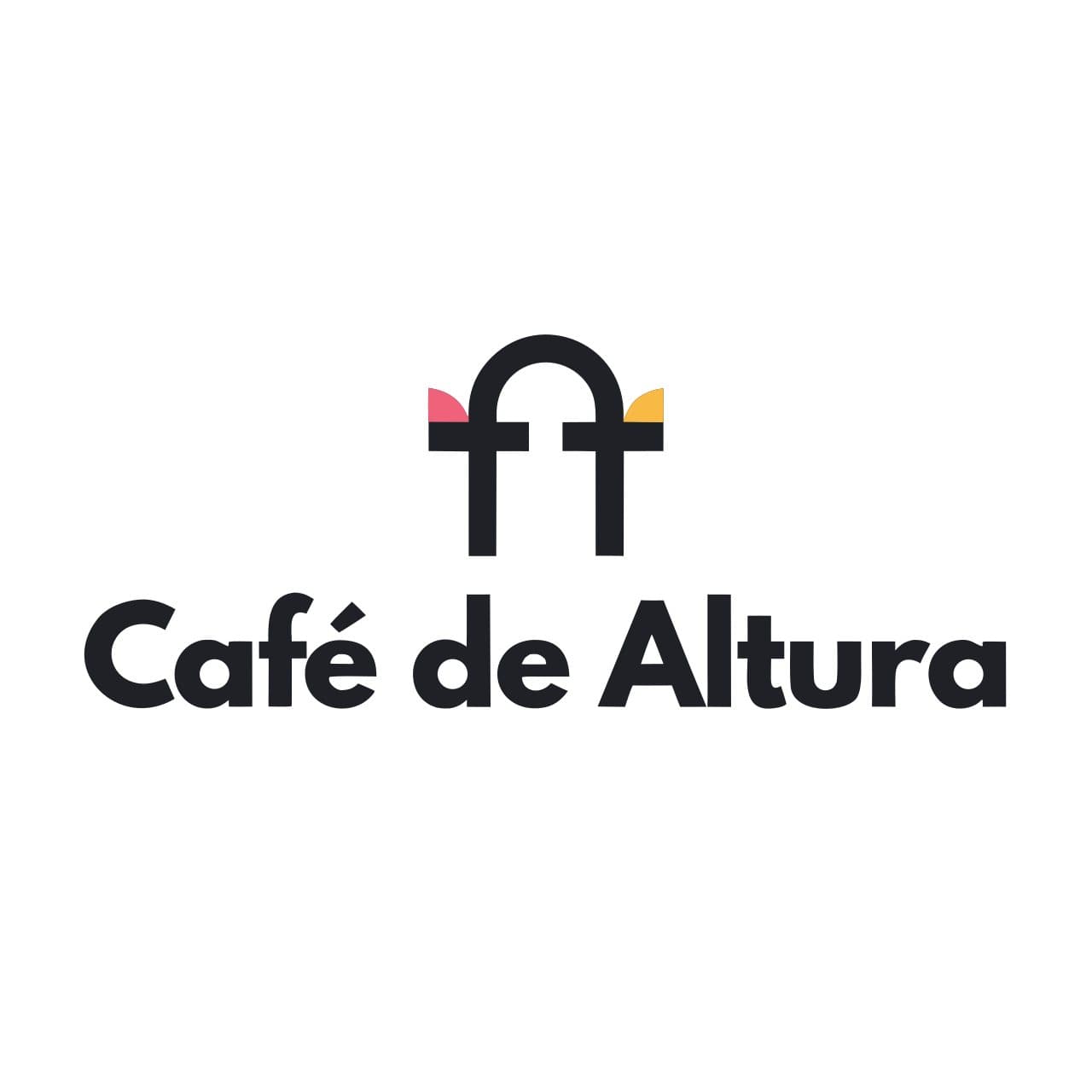 Logo de Café de Altura: un símbolo de líneas con montañas sobre el nombre en letras negras