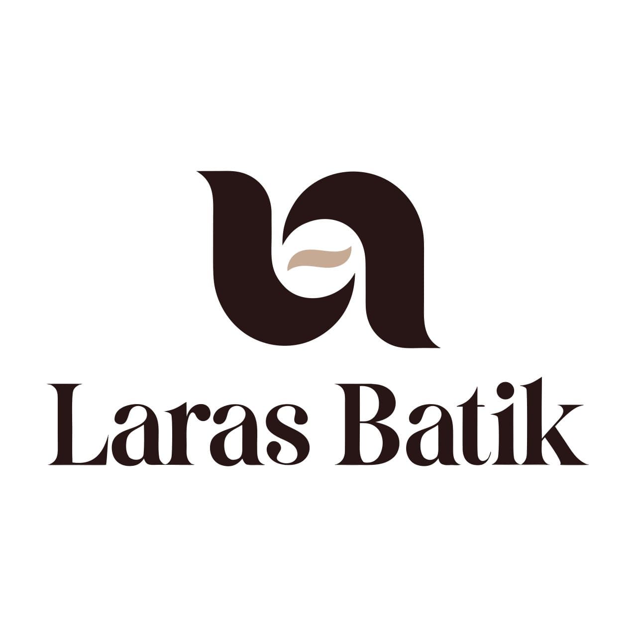 Logo Laras Batik: monogram cokelat tua dengan nama butik dalam huruf serif