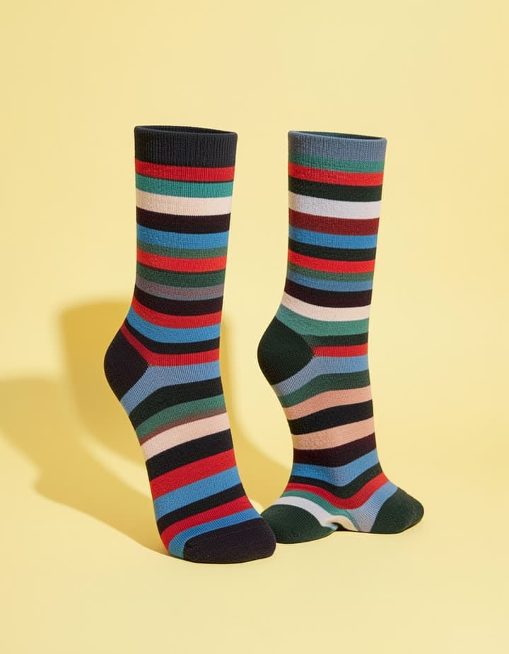 Striped socks standing on their own, a real run on Leap