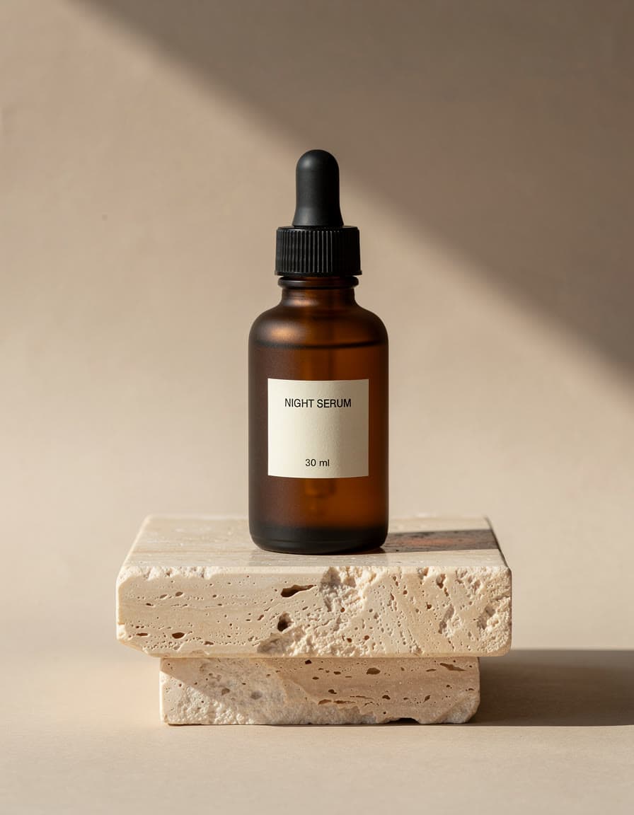 Night serum on travertine, made on Leap