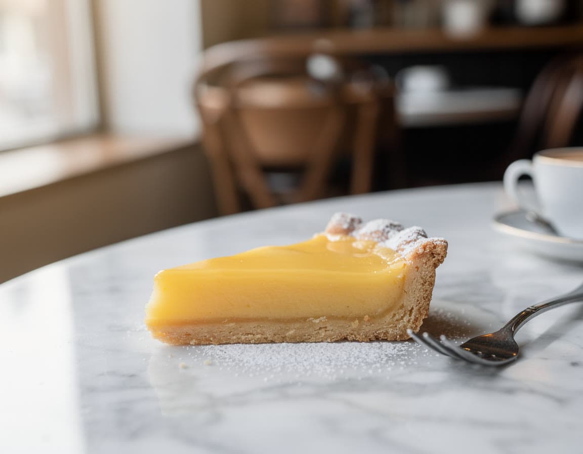 Lemon tart at the café, made on Leap