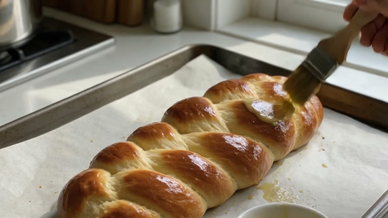 Braided loaf, egg wash, a real run on Leap