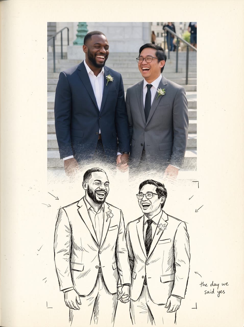 Their wedding day, in ink, a real run on Leap