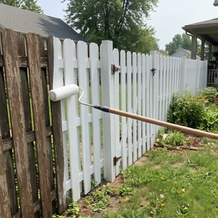 Weathered fence washed and rolled white, a real run on Leap