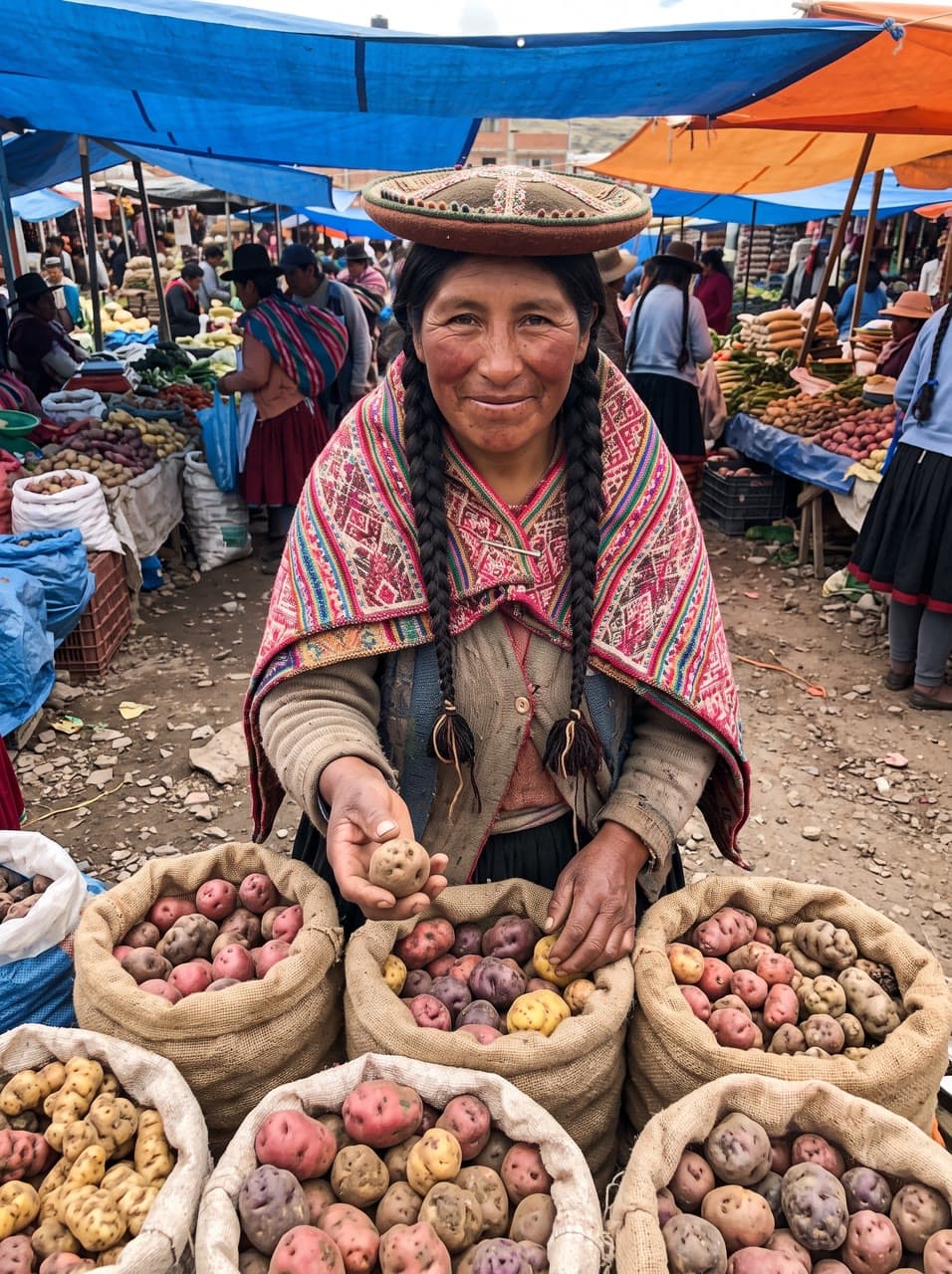 The photo rosa at the potato market, filmed as rare wildlife started from