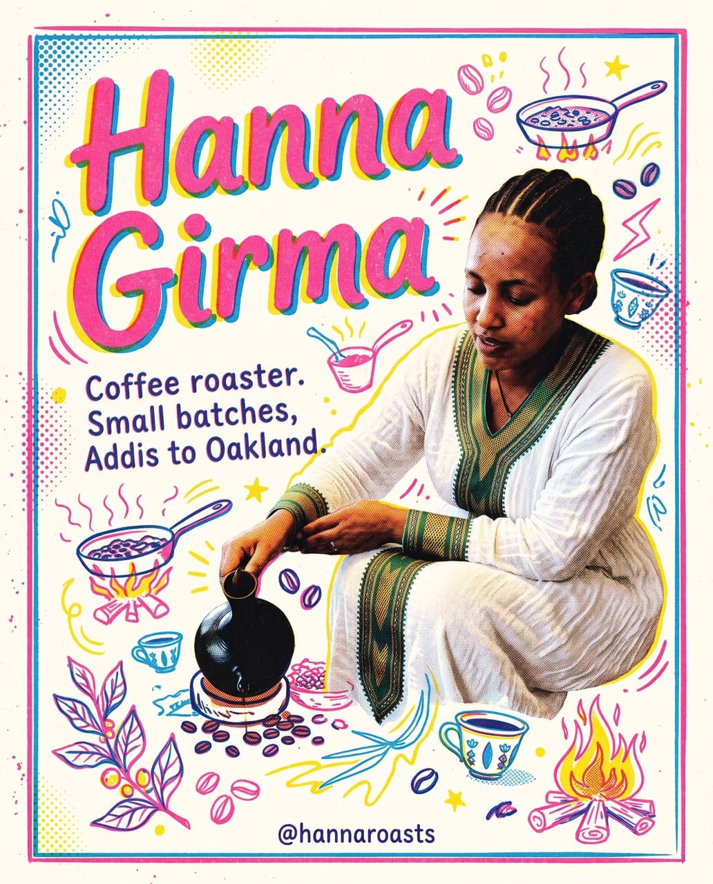 Hanna Girma, as a riso flyer, a real run on Leap