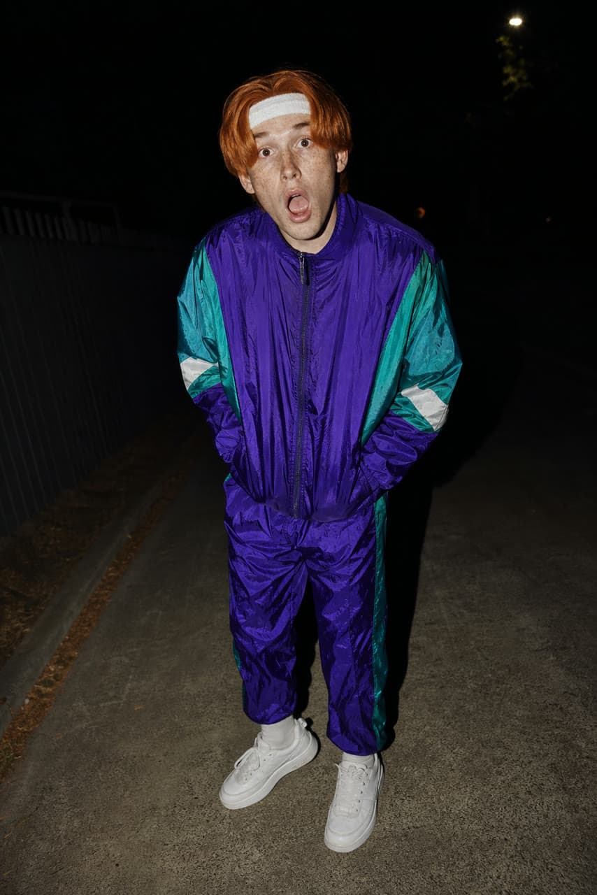 Ginger tracksuit, caught in the flash, a real run on Leap