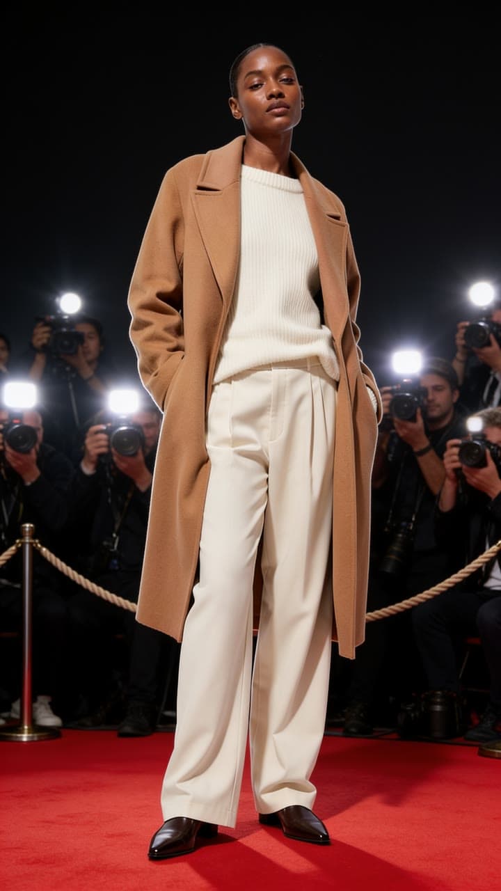 Camel coat in the flashbulbs, a real run on Leap