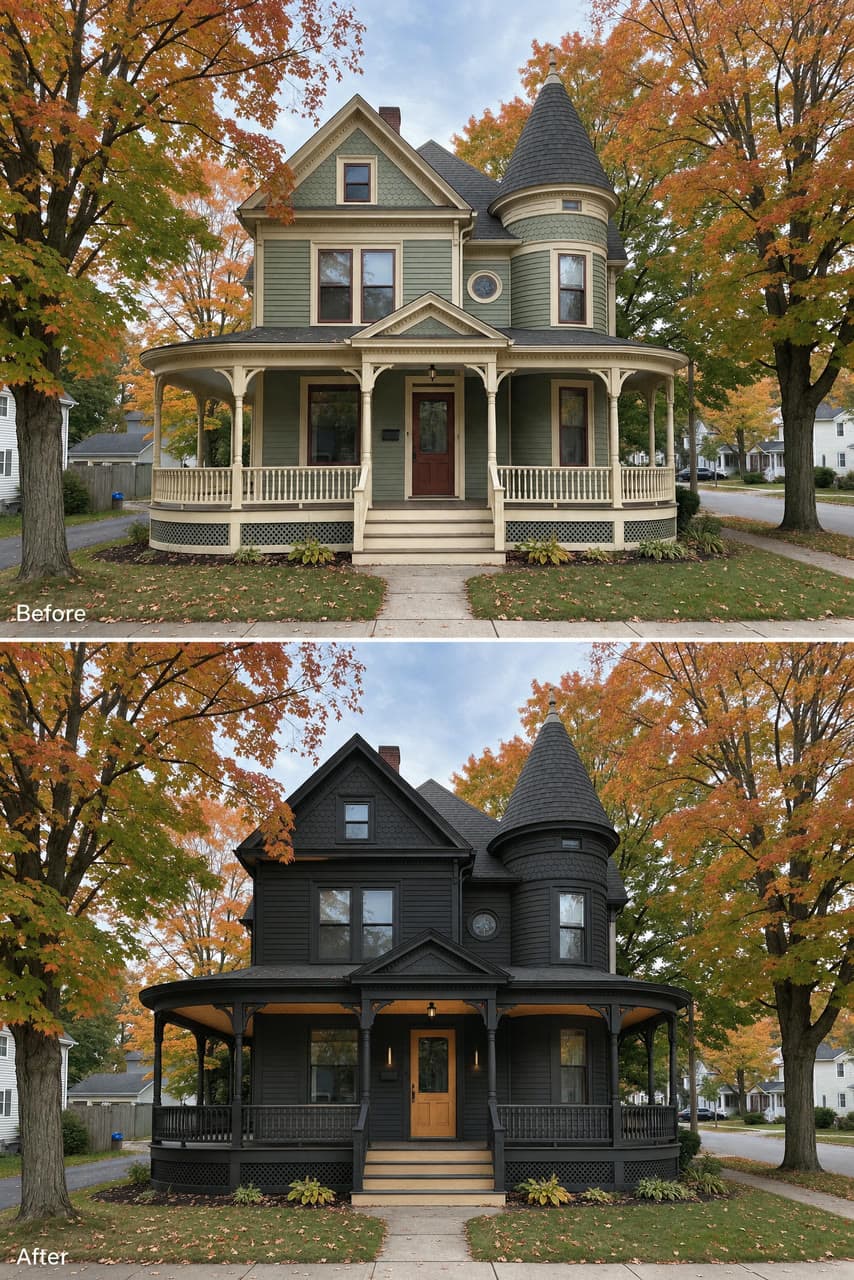 A Victorian in Scandinavian black, before and after, a real run on Leap