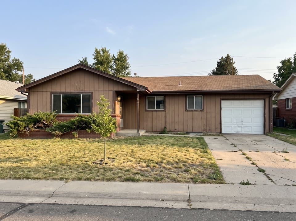The photo a 1970s ranch as a modern farmhouse started from