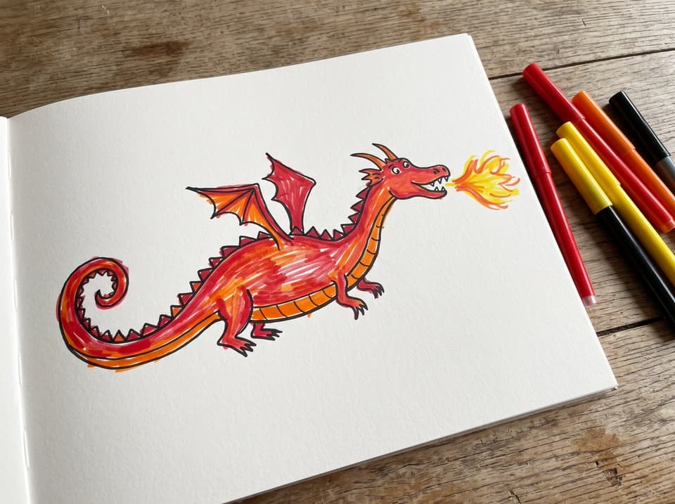 The photo a marker dragon walks as its world draws itself started from
