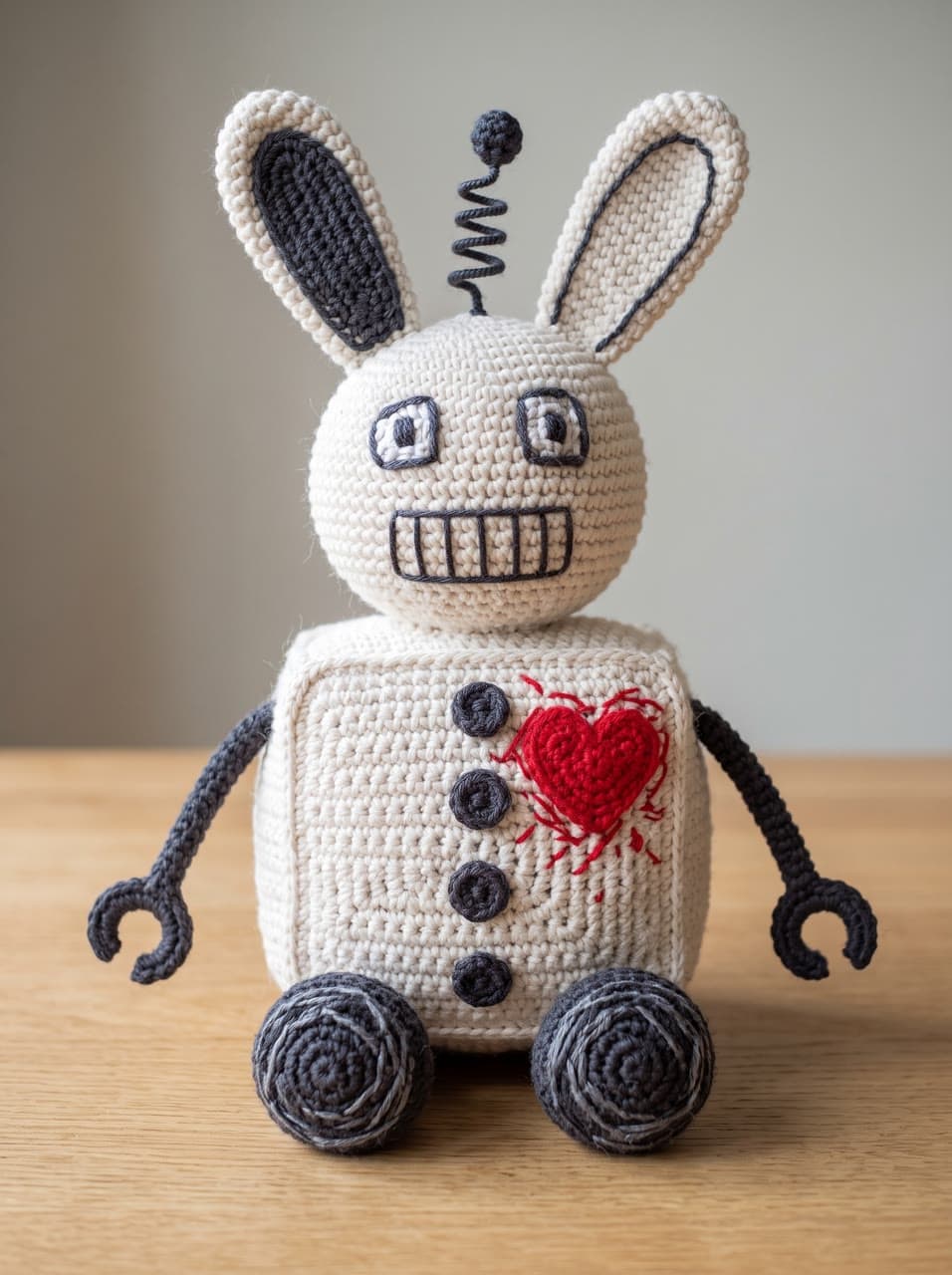 The robot bunny in crochet, a real run on Leap