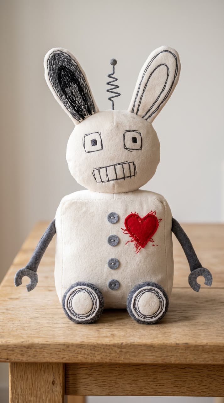 The robot bunny as a plush, a real run on Leap