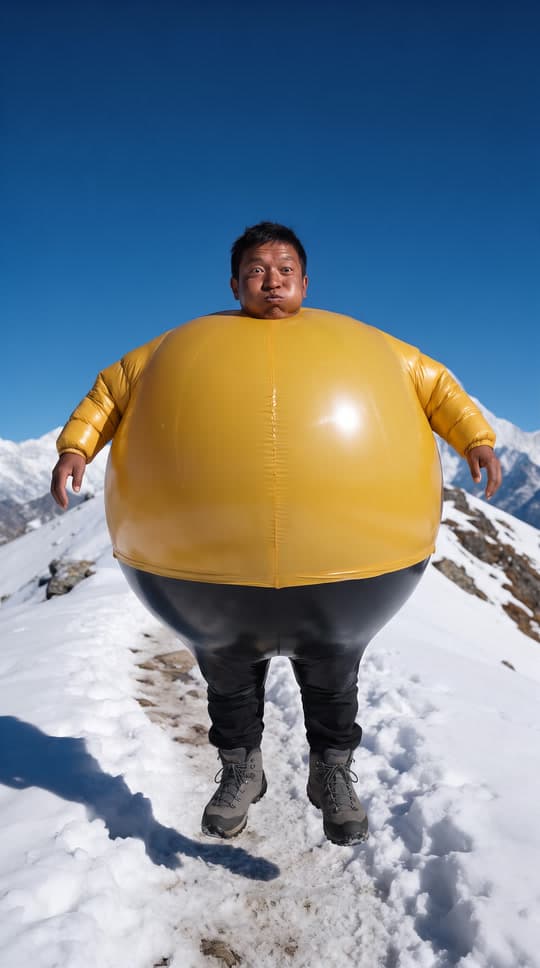 A hiker floats off a snowy ridge, a real run on Leap