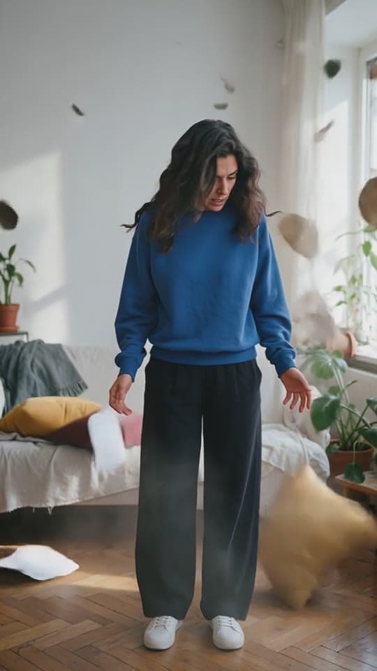 One sneeze, and the living room goes flying, a real run on Leap