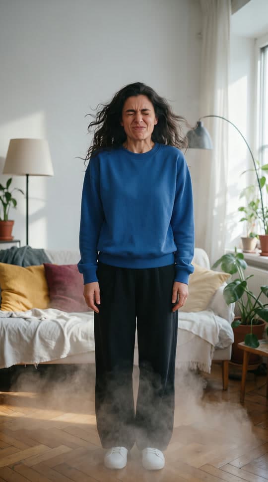 One sneeze, and the living room goes flying, a real run on Leap