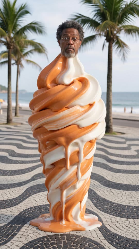 An orange-and-cream swirl melts on the promenade, a real run on Leap