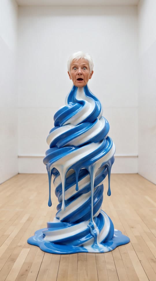 A royal-blue swirl melts on a squash court, a real run on Leap