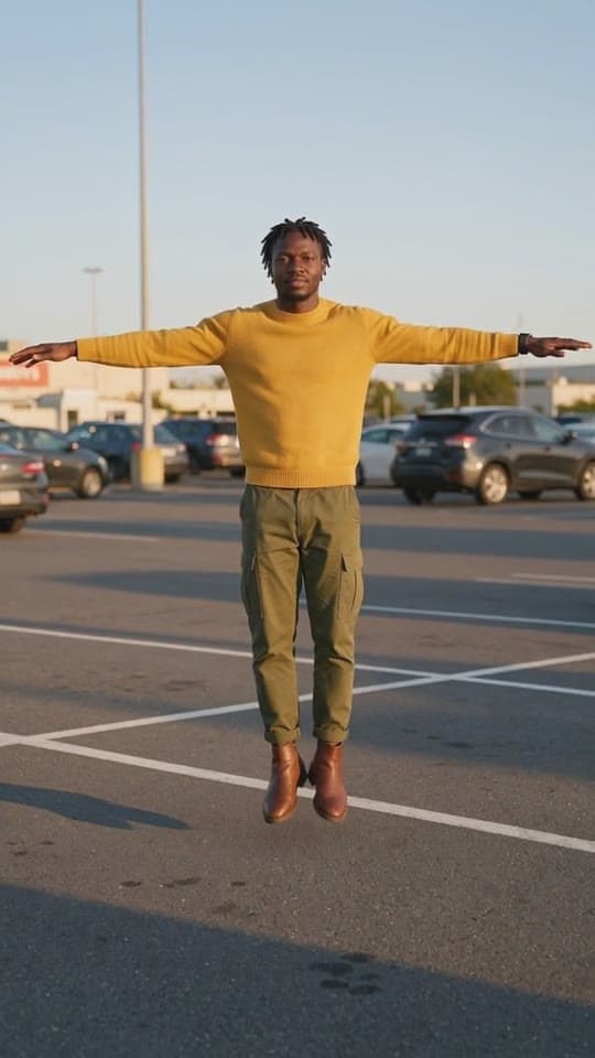 T-pose in the parking lot, a real run on Leap