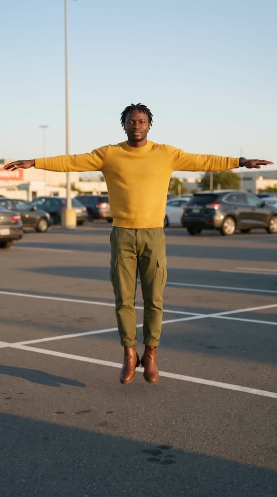 T-pose in the parking lot, a real run on Leap