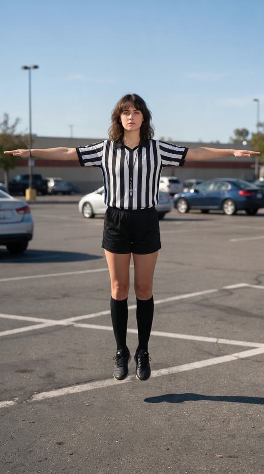A referee stuck in T-pose, a real run on Leap