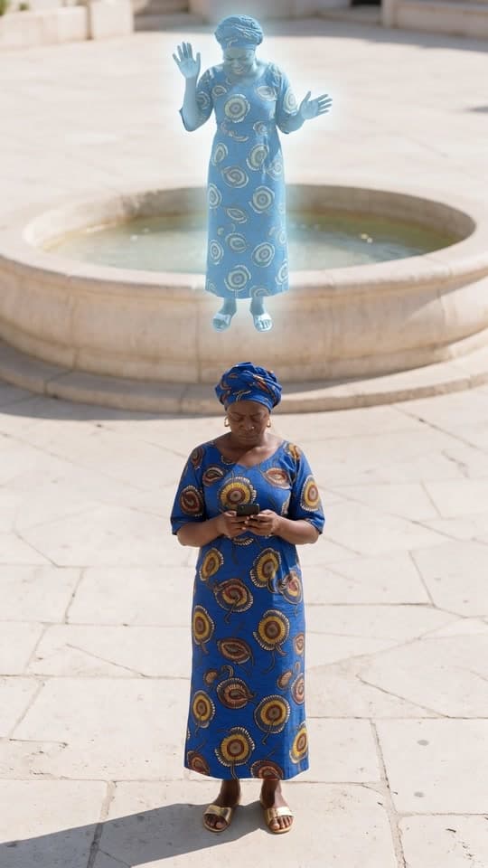Her soul waves goodbye by the fountain, a real run on Leap