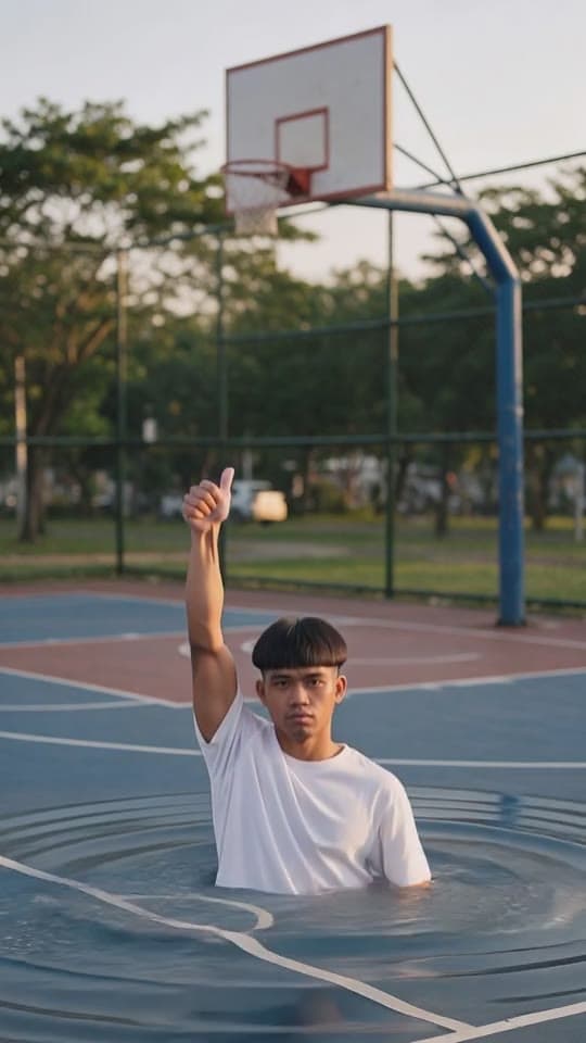 Knee-deep in the basketball court, a real run on Leap