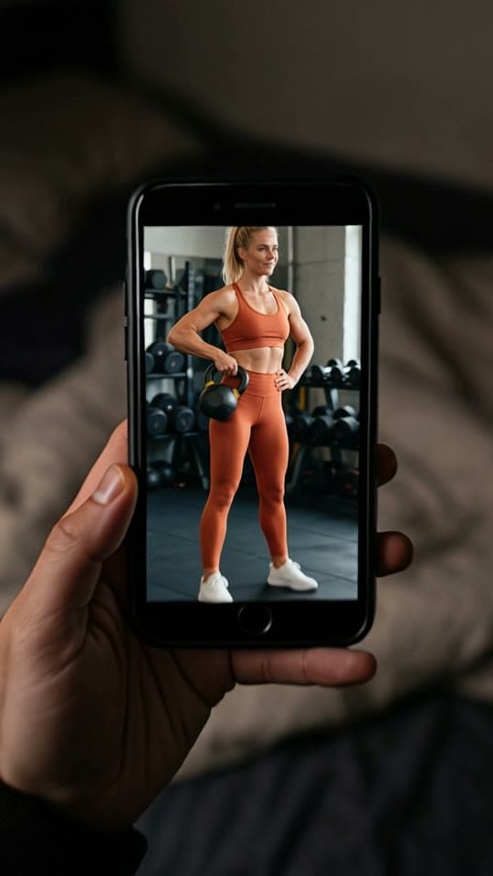 Kettlebell flex, scrolled past for a cat, a real run on Leap