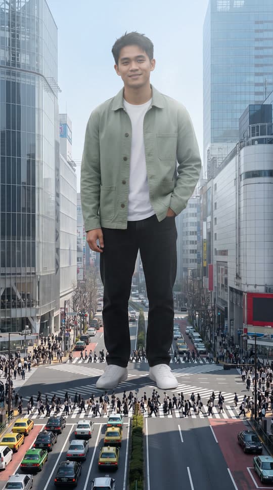 One step across a Tokyo crossing, a real run on Leap