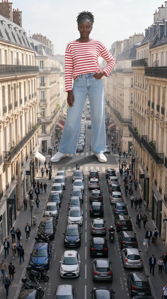 A giant step down a Paris boulevard at rush hour, a real run on Leap