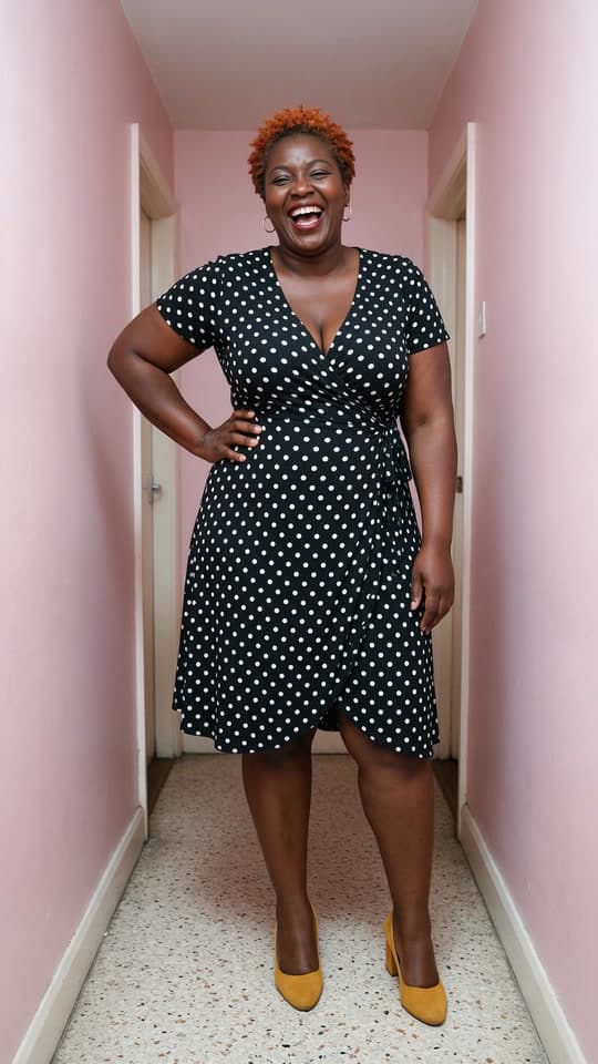 The photo a polka-dot figure steps out of her box started from