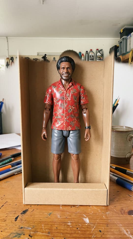 A figure in a red floral shirt steps out and waves, a real run on Leap