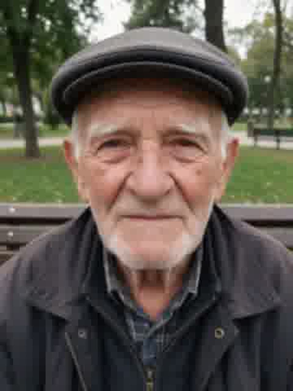 The photo a grandfather's face, every line kept started from