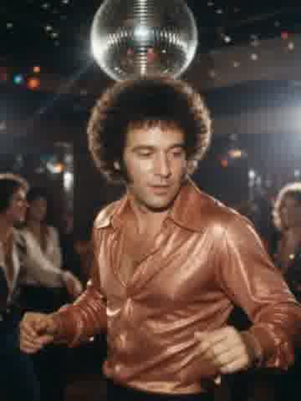 The photo a 1970s disco flash, grain kept started from