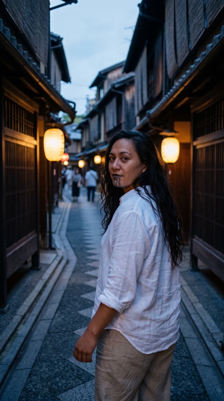 A Kyoto lane at dusk, a real run on Leap