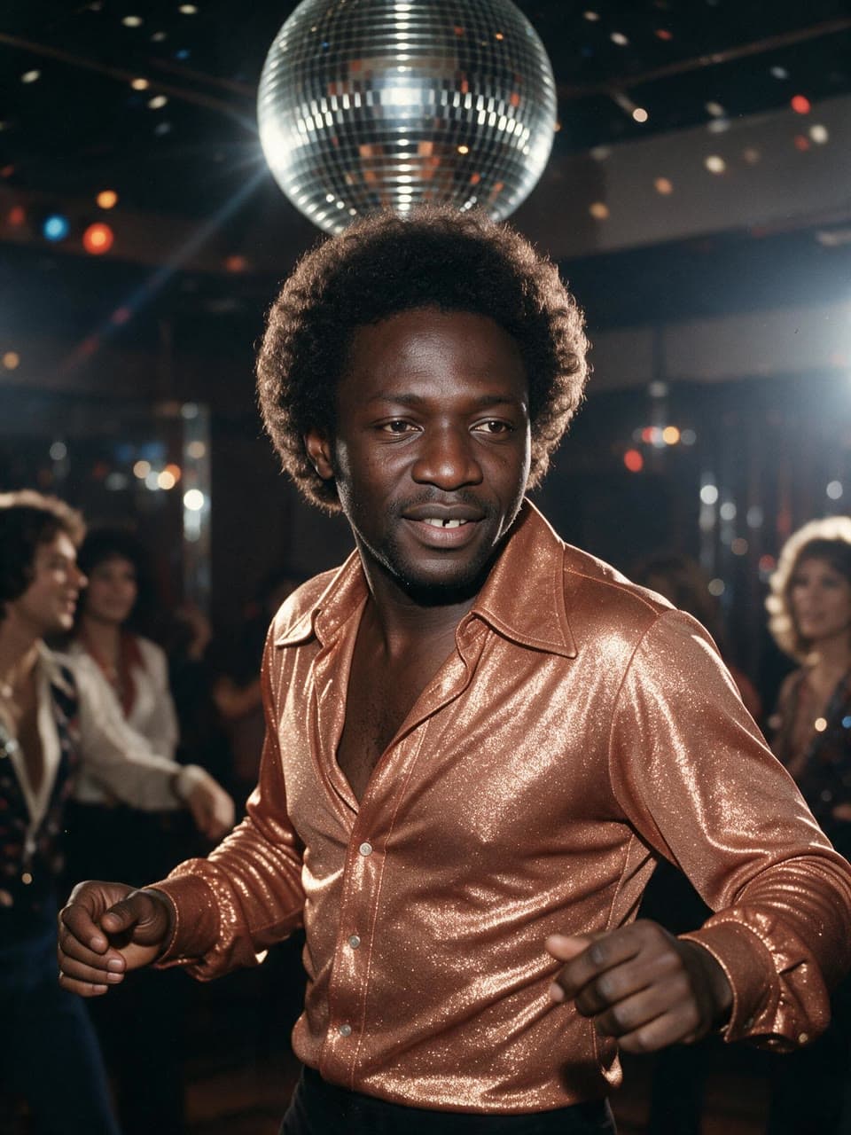 A selfie face at a 1970s disco, a real run on Leap