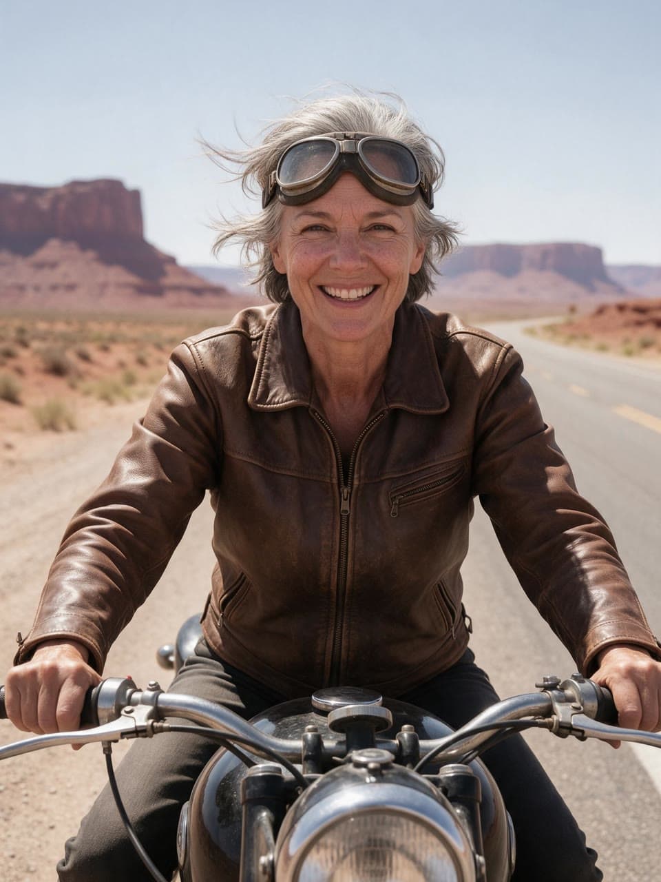 The photo a white braid on a desert highway started from
