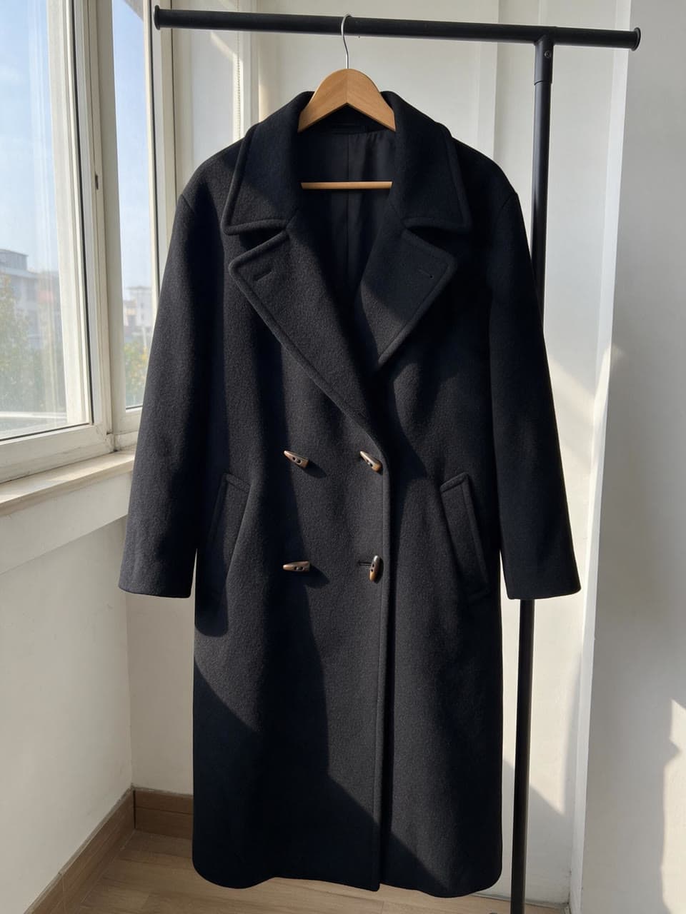 The photo black wool coat, editorial started from